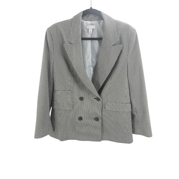 TOPSHOP Petite Houndstooth Double Breasted Blazer Womens US Size 8 - Picture 2 of 7